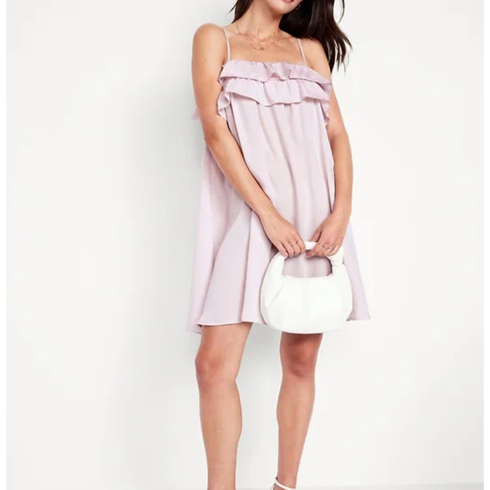 Old Navy Ruffle Trim Satin Mini Dress Women's Medium Lavender Purple Sleeveless
